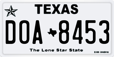 TX license plate DOA8453