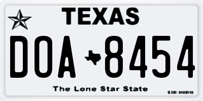 TX license plate DOA8454