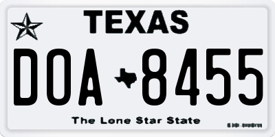 TX license plate DOA8455