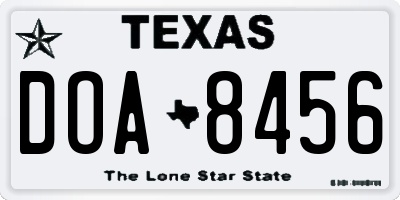 TX license plate DOA8456