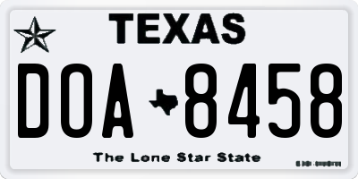TX license plate DOA8458
