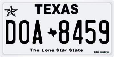 TX license plate DOA8459