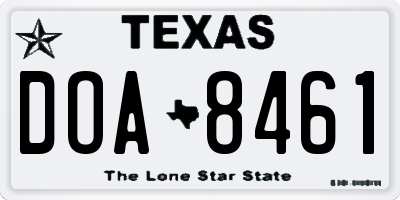 TX license plate DOA8461