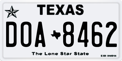 TX license plate DOA8462