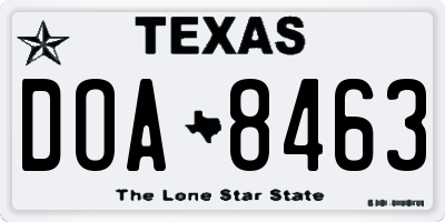 TX license plate DOA8463