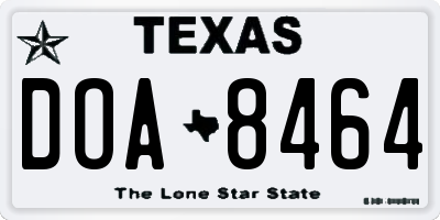 TX license plate DOA8464