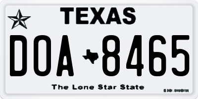 TX license plate DOA8465