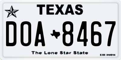 TX license plate DOA8467