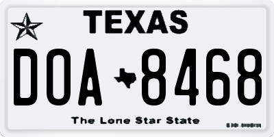 TX license plate DOA8468