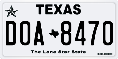TX license plate DOA8470