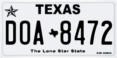 TX license plate DOA8472