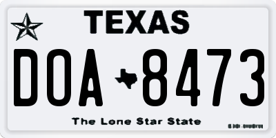 TX license plate DOA8473