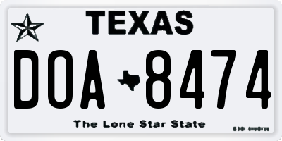 TX license plate DOA8474