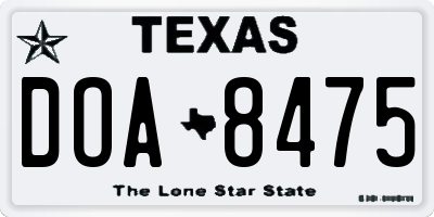 TX license plate DOA8475