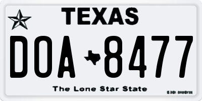 TX license plate DOA8477