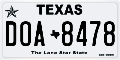 TX license plate DOA8478