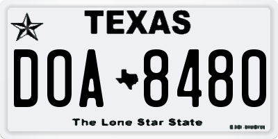 TX license plate DOA8480
