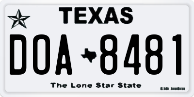 TX license plate DOA8481