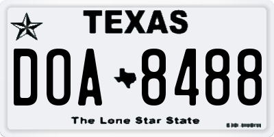 TX license plate DOA8488