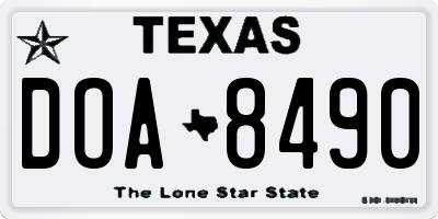TX license plate DOA8490