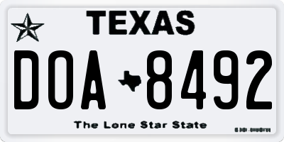 TX license plate DOA8492