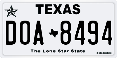 TX license plate DOA8494