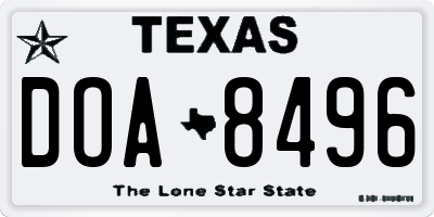 TX license plate DOA8496