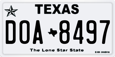 TX license plate DOA8497