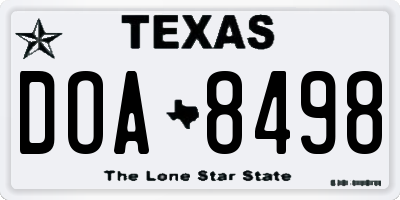 TX license plate DOA8498