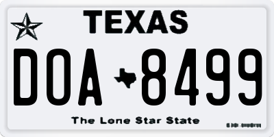 TX license plate DOA8499