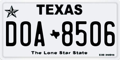 TX license plate DOA8506