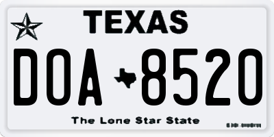 TX license plate DOA8520