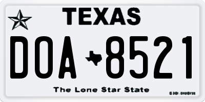 TX license plate DOA8521