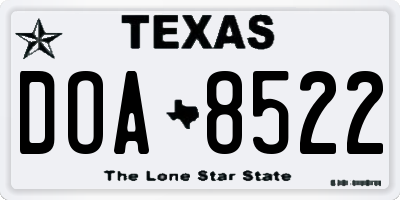 TX license plate DOA8522