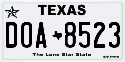 TX license plate DOA8523