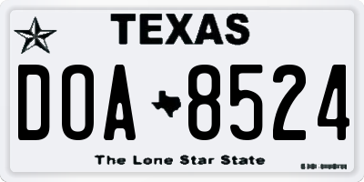 TX license plate DOA8524