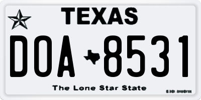 TX license plate DOA8531