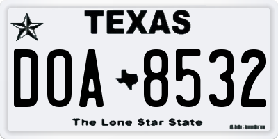 TX license plate DOA8532
