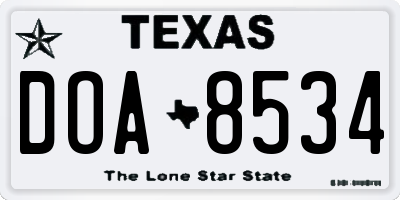 TX license plate DOA8534