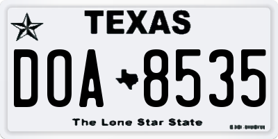 TX license plate DOA8535