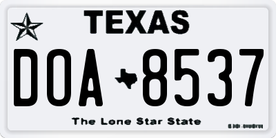 TX license plate DOA8537