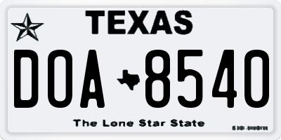 TX license plate DOA8540