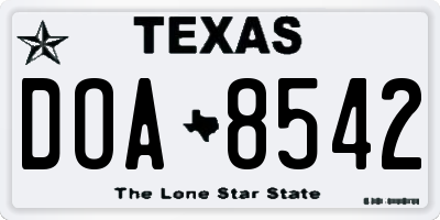 TX license plate DOA8542