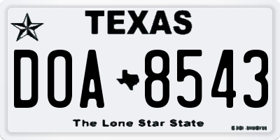TX license plate DOA8543