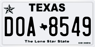 TX license plate DOA8549