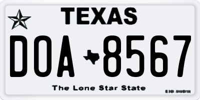 TX license plate DOA8567