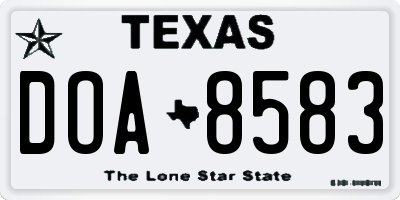 TX license plate DOA8583