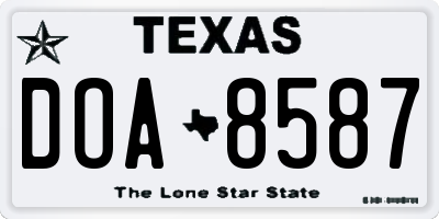 TX license plate DOA8587