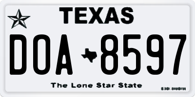 TX license plate DOA8597