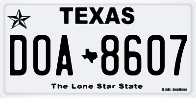 TX license plate DOA8607